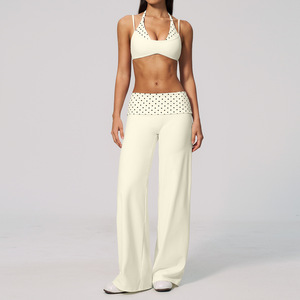 Ensembles de yoga tendance et luxueux, pantalon évasé à taille haute, respirant, séchage rapide, ensembles de yoga pour femmes - Product Image 5