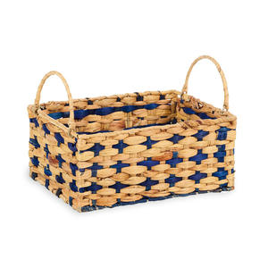 Panier de rangement en jacinthe d'eau de forme carrée avec poignées, paniers tissés, organiseur de bijoux - Product Image 4