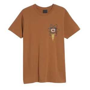 T-shirt à manches courtes marron pour homme avec imprimé de dessin animé de crème glacée, coupe classique, col rond, style décontracté, fabrication directe du Pakistan. - Product Image 5
