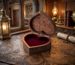 Caja de Madera con Forma de Corazón Hecha a Mano con Tallado Floral, Compartimento Secreto, Regalo de Recuerdo para Aniversario, Joyero de Madera - Product Image 3
