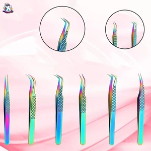Ensemble de pinces à cils en acier inoxydable Ryzer Studio, 1 pièce, pointe incurvée et pointue, outils de beauté pour extensions de cils, maquillage et outils - Product Image 5