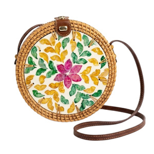 Mini Bolso Redondo de Ratán para Playa, Bolso de Ratán Tejido con Madreperla, Venta al por Mayor Directa de Fábrica, Precios Económicos, Se Aceptan OEM y ODM - Product Image 1