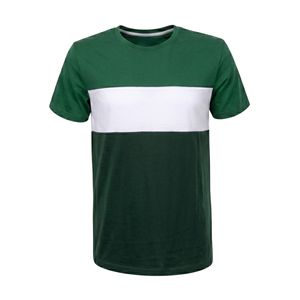 T-shirt en coton épais à épaules tombantes, vert avec empiècements contrastants, style streetwear, respirant, pour l'été - Product Image 1