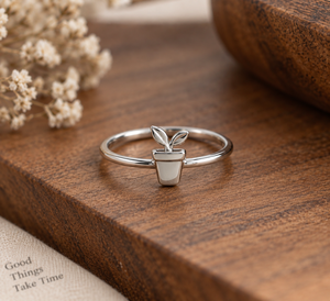Anillo de Plata de Ley 925 con Diseño de Maceta, Bañado en Rodio, Joyería Fina para Regalo de Boda y Uso Diario - Product Image 6