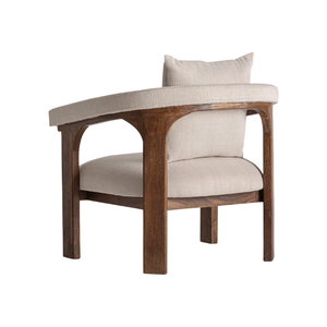 Fauteuil lounge moderne en teck massif, chaise d'appoint rembourrée, design à accoudoirs ouverts et courbés, coussin de qualité supérieure, mobilier de resort confortable - Product Image 4