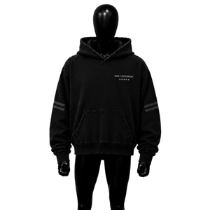 Oferta Destacada: Sudadera con Capucha Negra Oversize para Hombre, Estilo Desgastado, Ropa Moderna y Exclusiva, Comodidad Superior - Product Image 1