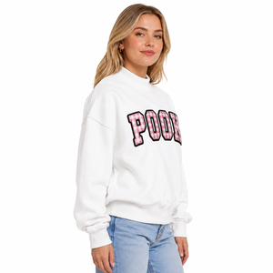 Sudadera con cuello simulado y letras gingham, bordado de apliques, para mujer, oversize, con hombros caídos y letras griegas - Product Image 1