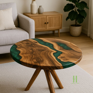 Mesa Redonda de Resina Epoxi y Madera Hecha a Mano, Estilo Océano, Mesa de Río, Color y Tamaño Personalizados, Muebles de Lujo para Sala de Estar, MEJOR PRECIO - Product Image 6