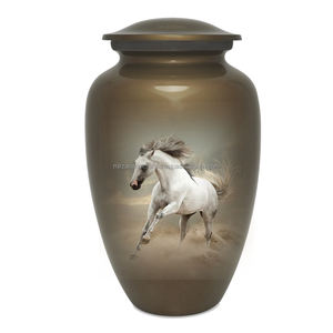 Adult Classic Sky Blue Glossy Running Horse Design Funeral Memorial Cremation Urn for Human Ashes Handcrafted Cremation Urn - Product Image 4