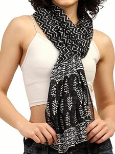 Women's Long Printed Geometric Dot Scarf Lightweight Breathable Windproof Anti-Bacterial Polyester Casual All Seasons Black - Product Image 1