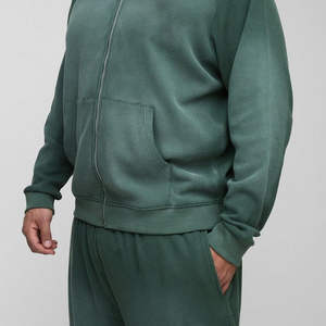 Conjunto Deportivo para Hombre, Otoño, Ecológico, Unisex, con Sudadera con Cremallera y Pantalones Rectos, 100% Algodón, Lavado Ácido - Product Image 5