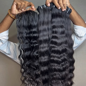 Extensions de cheveux vierges indiens Jerry Curly 99J pour machine à tresser, double trame, mèches à coudre - Product Image 4