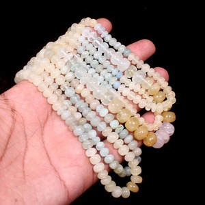 Cuentas de Aguamarina Multicolor de Calidad AAA+, Cuentas de Gemas de Aguamarina Natural Lisas en Forma de Rondelle, Hilo de 15 Pulgadas, Joyería de Aguamarina Multicolor Transparente - Product Image 4
