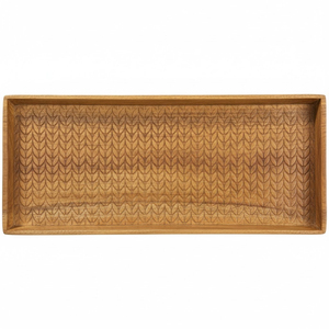 Plateau à chaussures rectangulaire en bois naturel moderne avec base en cannage pour la décoration et l'organisation de la maison au prix le plus bas - Product Image 5