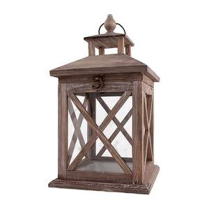 Farol de Madera Rústico al por Mayor, Portavelas Decorativo, Farol de Vidrio Estilo Vintage para Centro de Mesa de Boda, Decoración del Hogar - Product Image 1