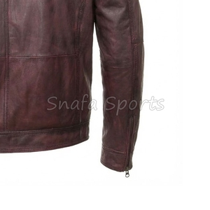 Custom Logo Genuine Leather Motorcycle Riding Jacket for Men Bomber Style Men's Winter <b>Canvas</b> Leather Jackets - Product Image 5