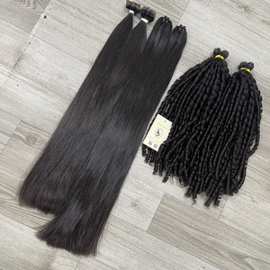 Extensiones de trama de genio de doble dibujado con mechones negros naturales rizados Pixie recto de pelo vietnamita crudo - Product Image 3