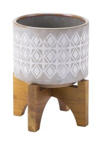 Modern Gold Metal Flower <b>Pot</b> with Wooden Stand for Indoor Plants Desktop Use - Product Image 2