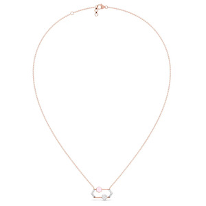 Rose Gold Hexagon <b>Frame</b> Diamond Necklace with Soft Pink Geometric Accent and <b>Floating</b> Sparkle Center Design - Product Image 4