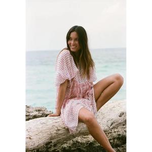 Robe décontractée Amorzinho faite à la main, 100% coton, écologique, taille naturelle, col rond, manches 3/4, longueur genou, antistatique - Product Image 2