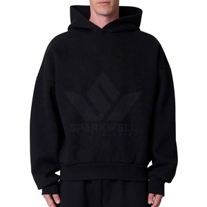 Sudadera con Capucha Personalizada Unisex, Oversize, de Punto Sólido, con Forro Polar Negro, Informal, de Algodón, para Otoño e Invierno, 450g, Seda - Product Image 3