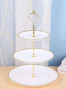 Assiette à fruits en céramique de luxe léger, plat de service domestique en poterie pour gâteaux, noix et collations - Product Image 2