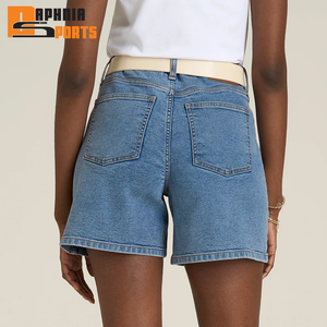 Jeans Manufacturer Summer Customized Women Jeans Wide Leg Casual High Waist Washed Plain Baggy Jorts Denim Shorts Jeans - Product Image 5