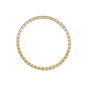 Yellow Gold Lab Grown Diamond Triple Row Lattice Bangle Pair - Product Image 3