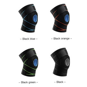 Genouillère de soutien taille unique noire avec bordure bleue, attelle de compression élastique, circonférence 32-44 cm - Product Image 2