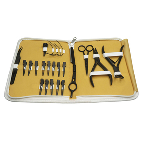 Kit d'outils de luxe pour extensions capillaires dorées, professionnel, 5 pièces, avec pinces de pose de micro-anneaux, extracteurs, crochets de tirage et aiguilles - Product Image 4