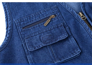 Chaleco Vaquero de Otoño para Hombre, Diseño Profesional, Fabricante Pakistaní, Prenda Exterior Informal, Transpirable, de la Mejor Calidad, con Bolsillos Delanteros - Product Image 4