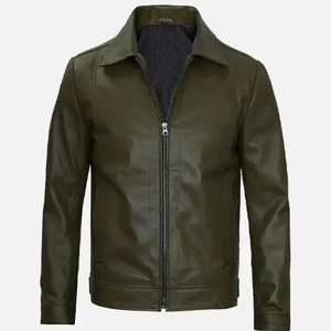 Chaqueta de Cuero para Hombre, Estilo Vintage, con Cierre, Chaqueta de Cuero Desgastado - Product Image 6