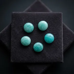 Magnifiques cabochons ronds en amazonite naturelle à dos plat - Tailles de 3 mm à 30 mm et plus - Vente en gros disponible, perles de pierres précieuses - Product Image 5