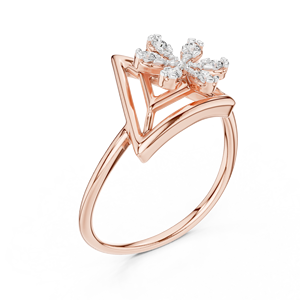 Anillo de Diamantes Cultivados en Laboratorio TRIORA BLOOM, Oro Rosa de 18 Quilates con Baño de Rodio, Estilo Minimalista, para Compromiso, Fiestas, San Valentín, Eventos Glamurosos - Product Image 1