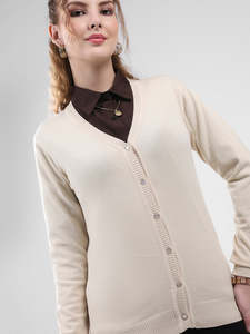 Cardigan en tricot beige pour homme Monte Carlo, couleur unie, boutonnage simple sur le devant - Product Image 3