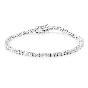 Pulsera de tenis de oro de 14K con diamantes cultivados redondos certificados por IGI, engaste pavé, cadena elegante para bodas y fiestas, joyería fina para mujer - Product Image 1