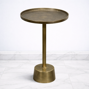 โต๊ะบาร์ทรงกลมตกแต่งด้วยทองโบราณระดับพรีเมียม ฐานรองรับแข็งแรง ประหยัดพื้นที่ ดีไซน์สวยงาม เหมาะสำหรับตกแต่งภายในที่หรูหรา - Product Image 1