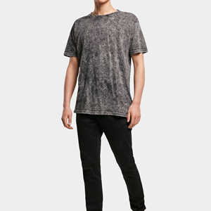 T-shirt vintage délavé à l'acide, coupe ajustée, en jersey, grande taille pour hommes, 100% coton, streetwear décontracté, écologique, respirant - Product Image 1