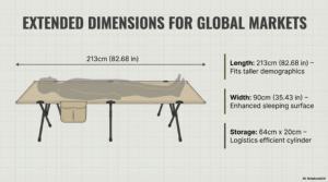 เตียงพับได้สำหรับตั้งแคมป์กลางแจ้ง รุ่น King ขนาด 210 ซม. โครงอะลูมิเนียมอัลลอยด์ - Product Image 5