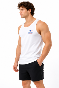 <b>White</b> Muscle <b>Men's</b> <b>Tank</b> <b>Top</b> Knitted Casual Quick-Dry Poly Spandex Solid Sleeveless Sports Workout Wear - Product Image 2