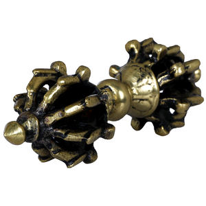 Dorje bouddhiste tibétain artisanal de 4 pouces, petit dodecaèdre à neuf pointes en laiton, fabriqué en Inde, exotique, Inde ZEN843, autres objets ethniques - Product Image 2