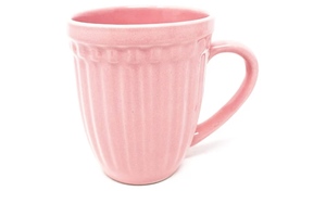 Mug à café en céramique rose, couleur unie, design côtelé, compatible micro-ondes, compatible lave-vaisselle, usage domestique, style minimaliste - Product Image 5