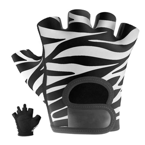 Gants de sport mi-doigts imprimé zèbre en Spandex avec sangle de poignet réglable, unisexe, équipement d'entraînement fitness, gants de sport pour hommes - Product Image 1