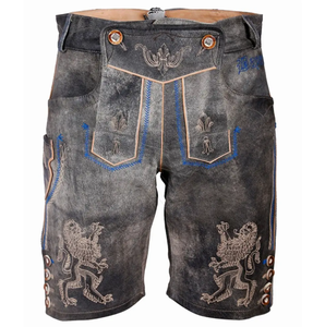 Vente en gros de shorts bavarois en cuir allemand de haute qualité pour hommes, costume d'Oktoberfest, polyester uni marron - Product Image 1