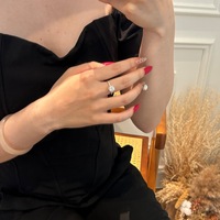 Bague en argent 925 plaqué rhodium avec moissanite ovale taille brillant 1 carat couleur D et 2 cercles, sertie à griffes, pour femme