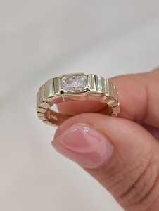 Unique Band Lab Grown 0.52CT Radiant Cut Diamond Bezel <b>Set</b> <b>Ring</b> For Women's 14K Solid <b>Gold</b> Engagement For Bridal Promise Gift - Product Image 4