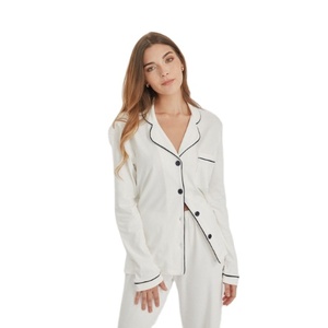 Sleepwear Factory Custom Women Organic Cotton Breathable Private Label Manufacturing Vietnam OEM ODM Pajamas Long Sleeve Set - Product Image 1