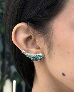 Pendientes de Oreja con Forma de Pera Verde, Oro de 10K, 14K, 18K, Plata de Ley 925, 935, Chapados en Rodio, Clásicos, con Engaste de Garras, Hoja Marquise - Product Image 2