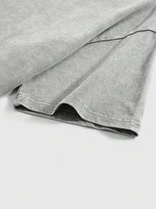 Vintage Washed Grey Oversized T Shirt Minimal Logo Streetwear Soft Cotton Casual Loose Fit Summer Tee Men's shirts - Product Image 4