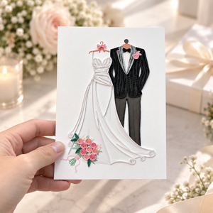 Carte de vœux élégante pour mariés, en quilling, vente en gros, faite à la main, artistique, carte cadeau de mariage, fabricant de papeterie - Product Image 5